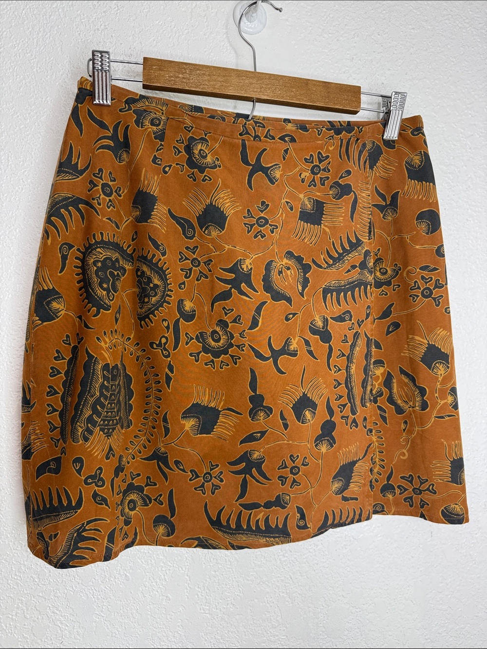 Vintage Limited America Batik Print Mini Skirt Brown Black Tribal Boho Festival